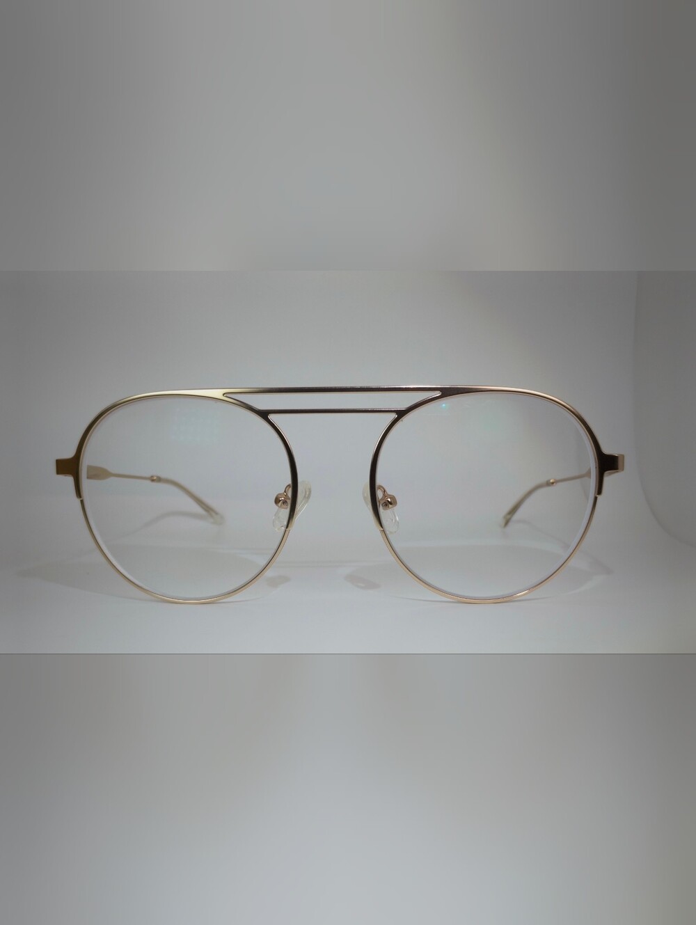 Parallel. Gold Double-Bridge Round Lens. All Gold Frame.